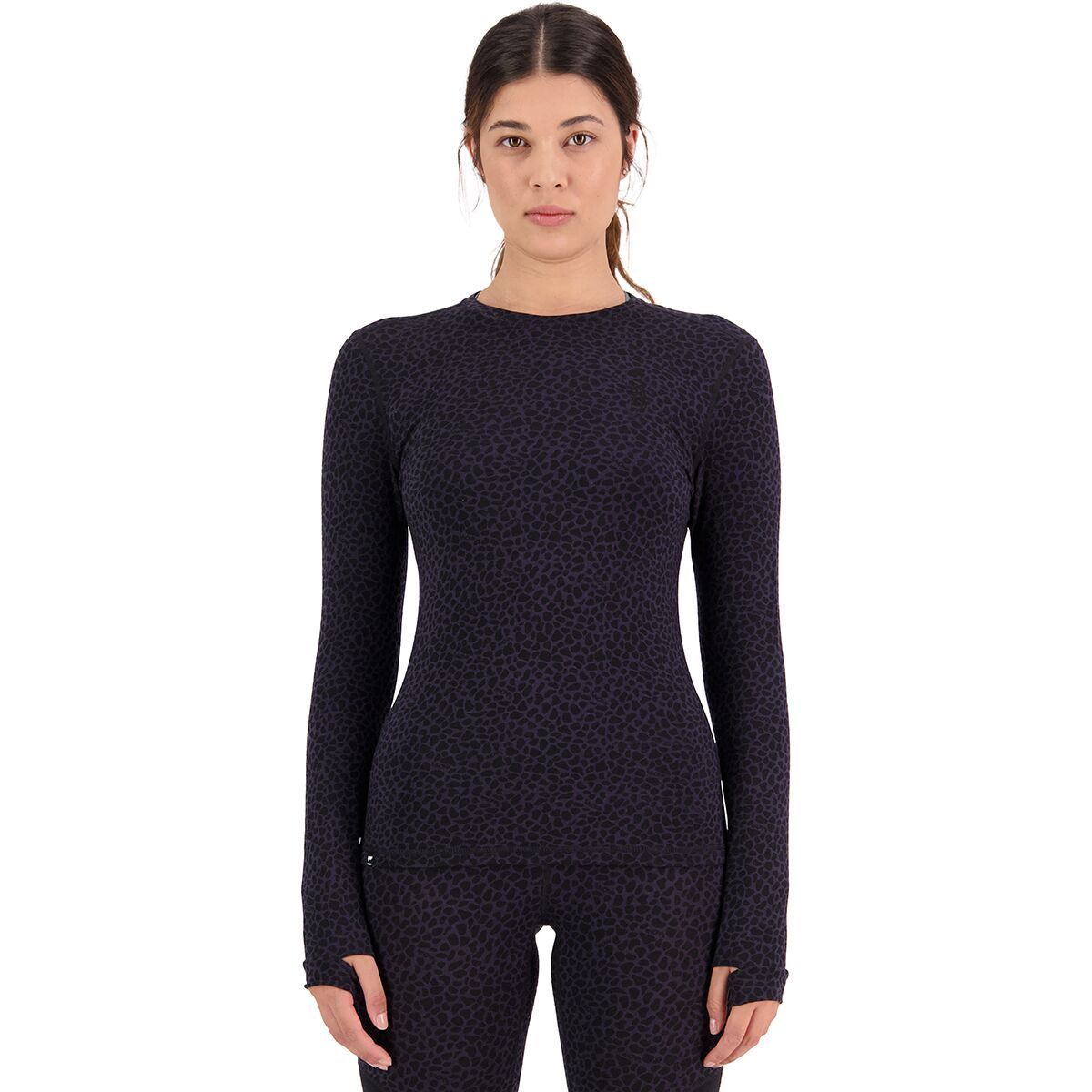 Mons Royale Cascade Merino Flex 200 Long-Sleeve Top - Women's Arctic Leopard, M