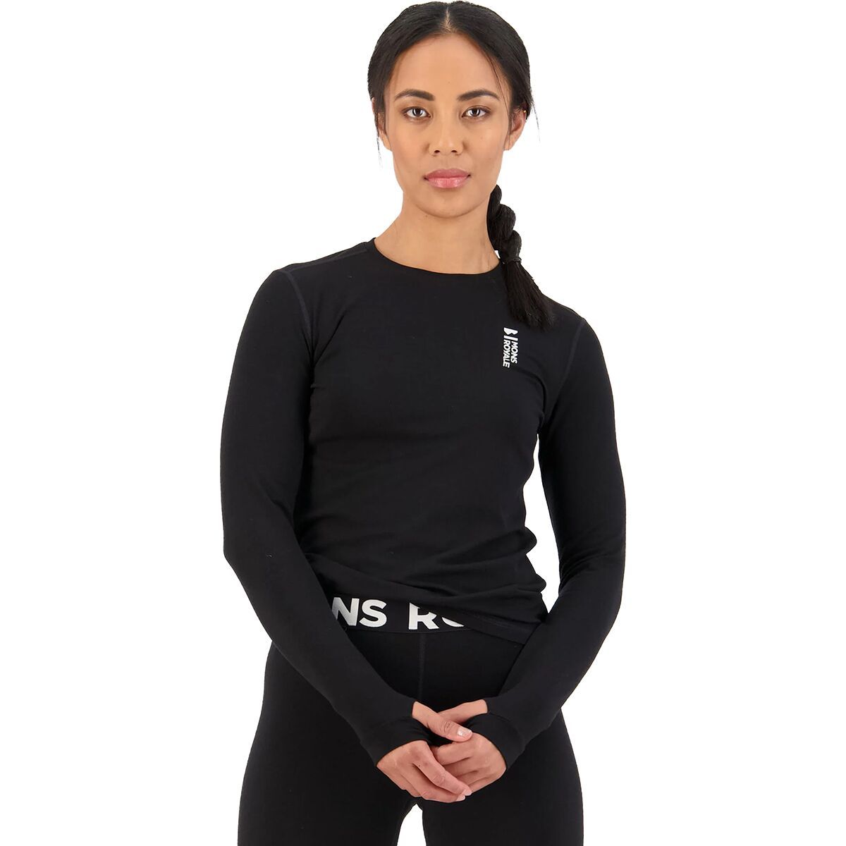 Image of Mons Royale Cascade Merino Flex 200 Long-Sleeve Top - Women's Black2, M