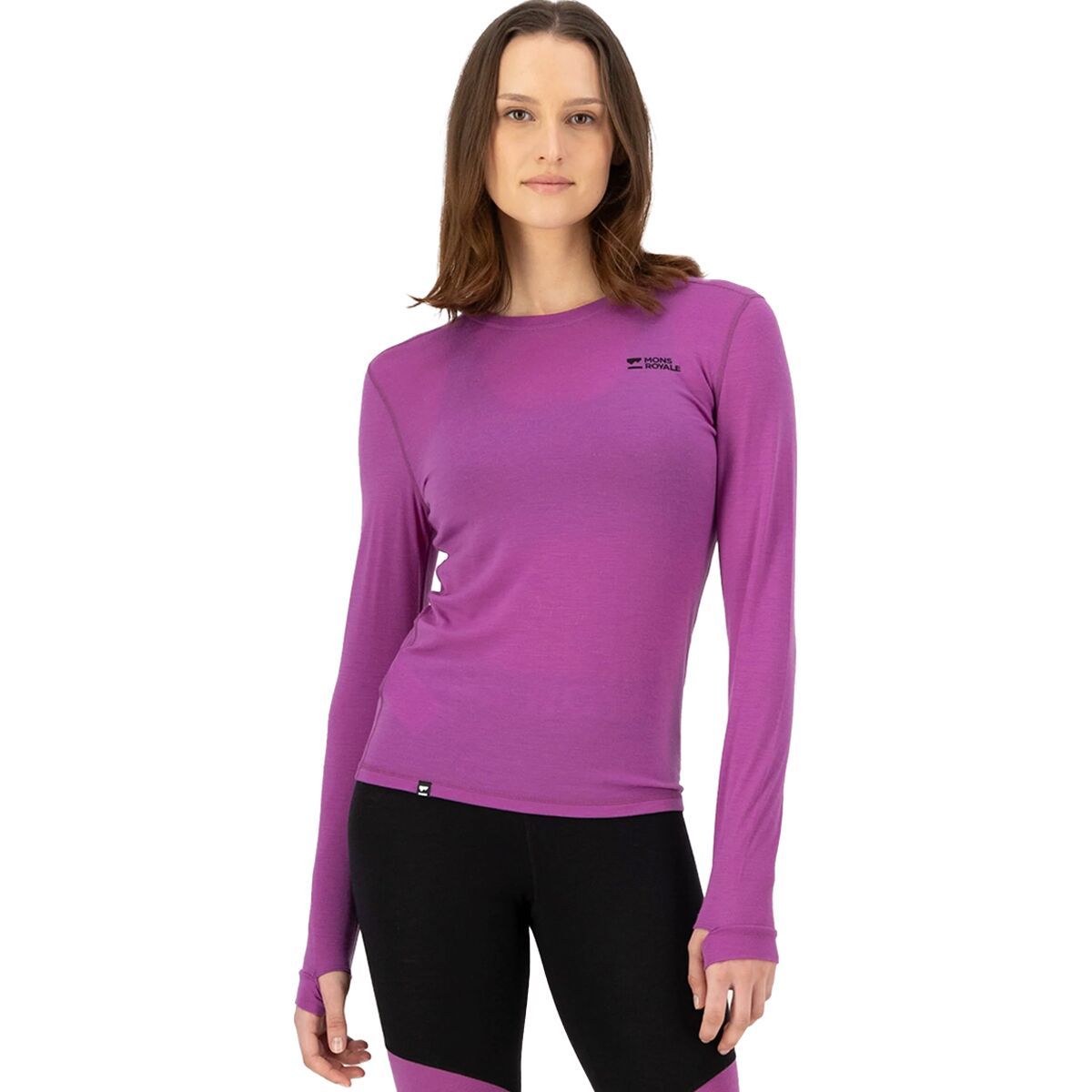 Image of Mons Royale Cascade Merino Flex 200 Long-Sleeve Top - Women's Purple Bolt, XL
