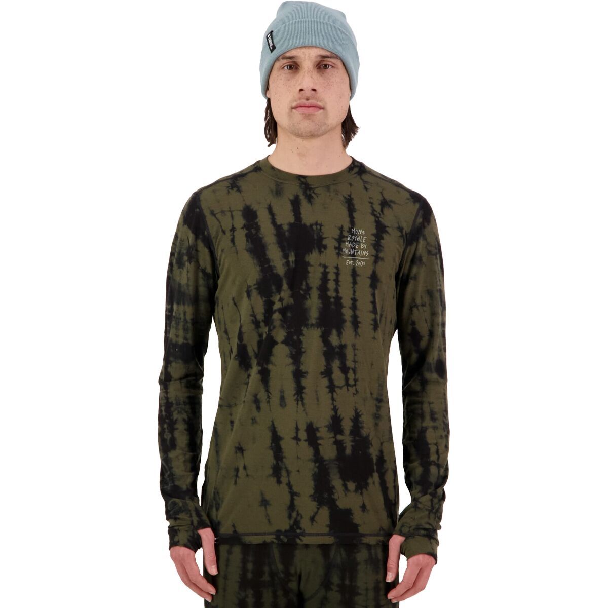 Mons Royale Cascade Merino Flex Long-Sleeve Top - Men's Olive Tie Dye, L
