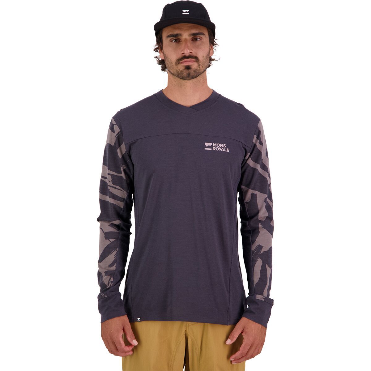 Mons Royale Redwood Enduro V-Neck Long-Sleeve Jersey - Men's Shale/Fragments, XXL