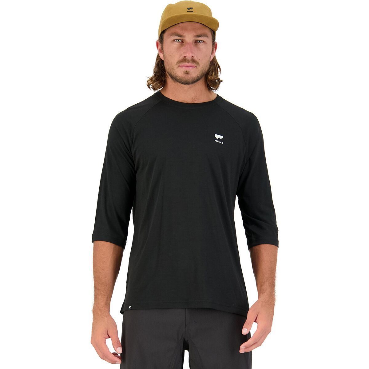 Mons Royale Tarn Merino Shift Raglan 3/4 Sleeve - Men's Black, L