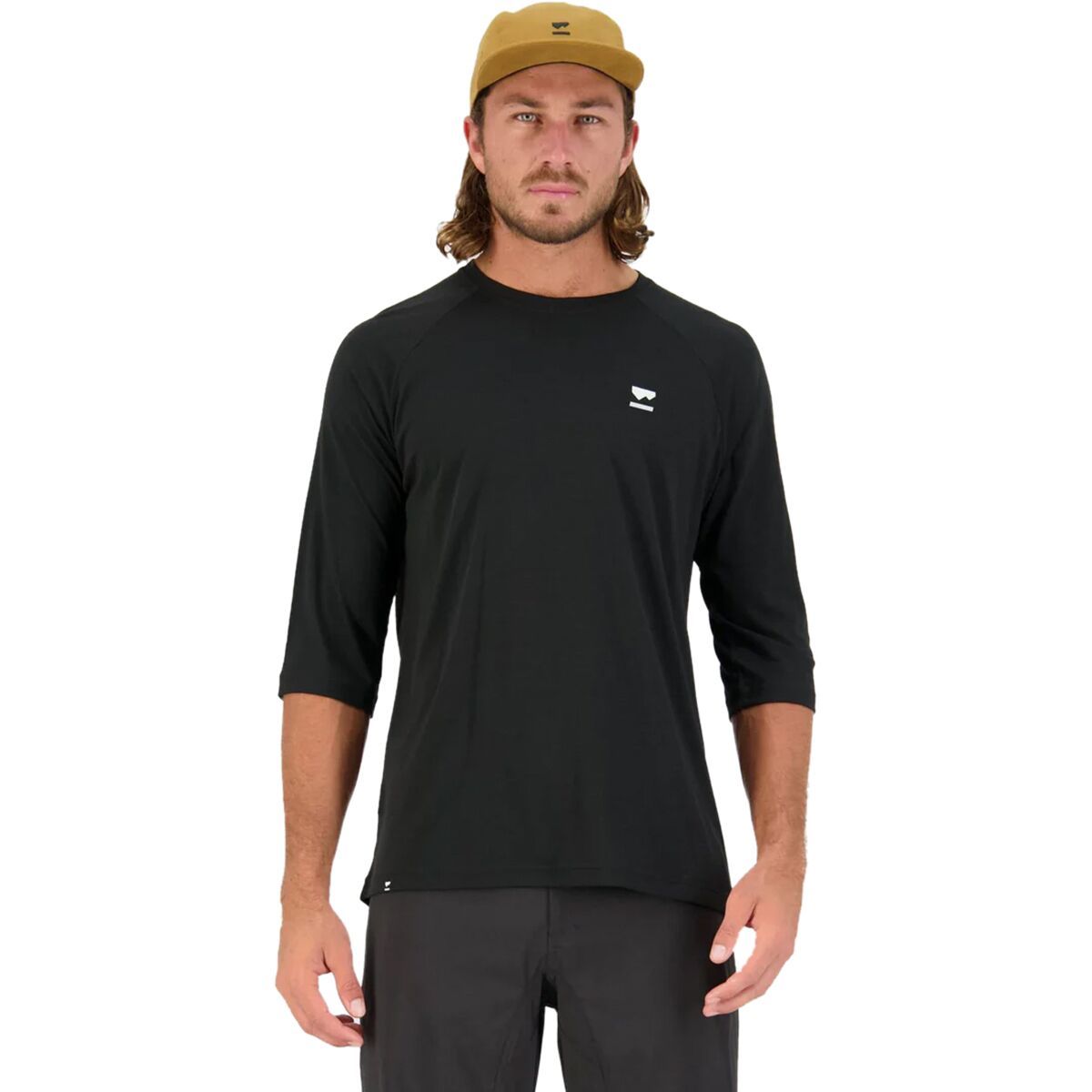Mons Royale Tarn Merino Shift Raglan 3/4 Sleeve - Men's Black/Black, M