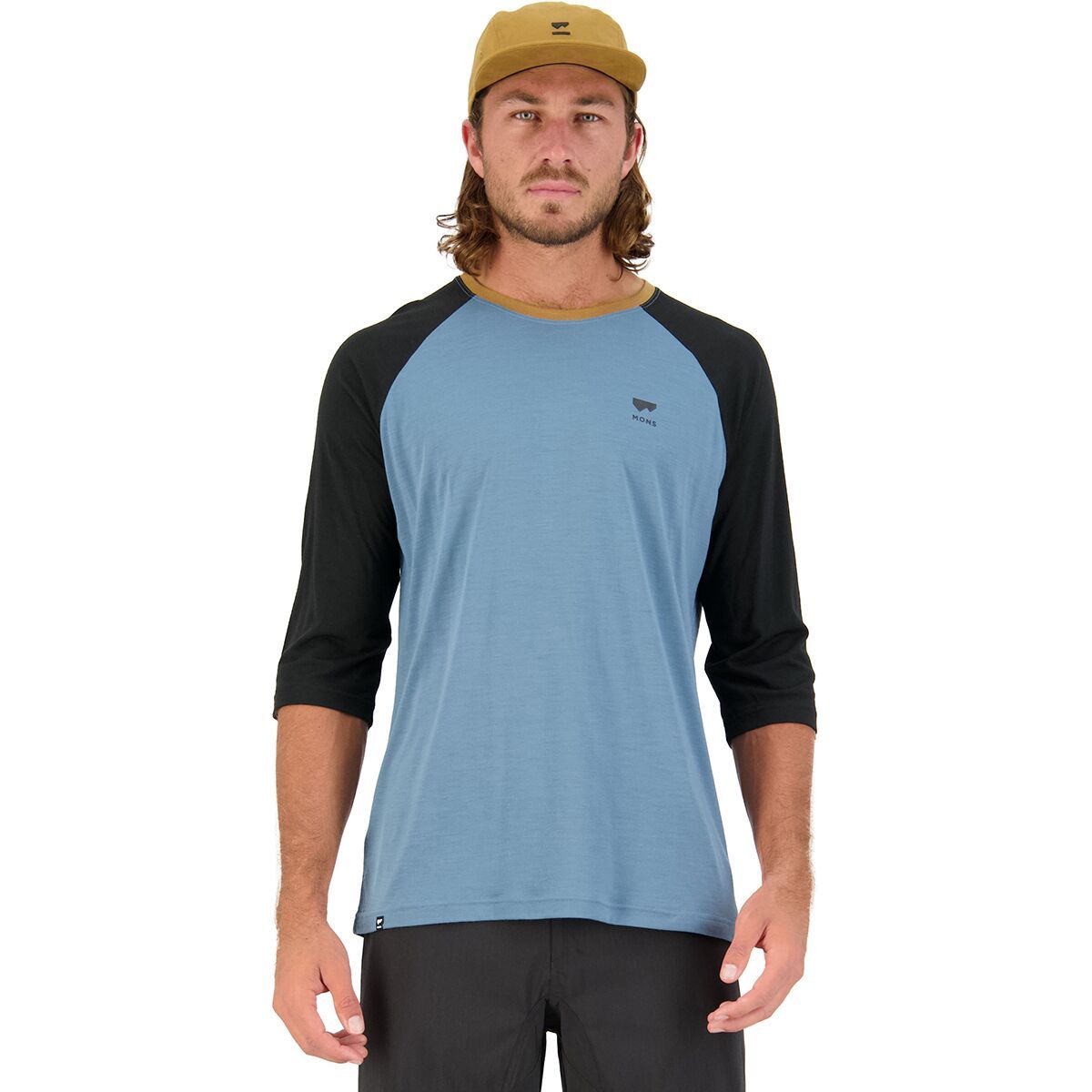 Mons Royale Tarn Merino Shift Raglan 3/4 Sleeve - Men's Blue Slate/Black, S