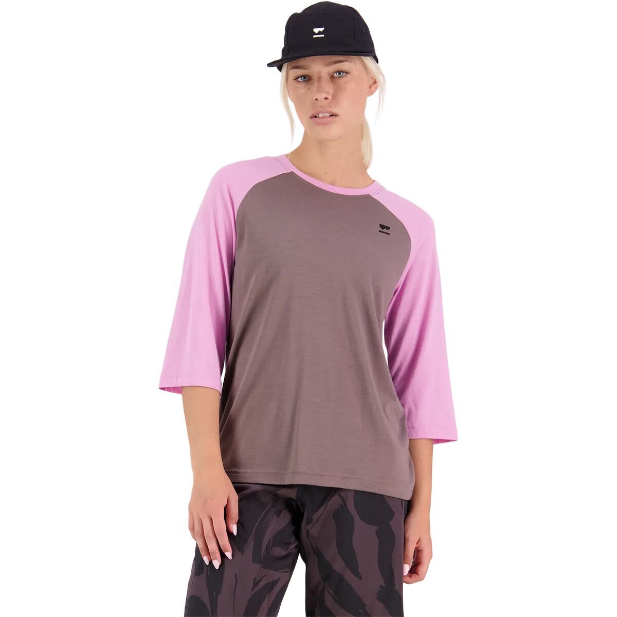 Image of Mons Royale Tarn Merino Shift Raglan 3/4 Sleeve - Women's Pop Pink/Iron, XL