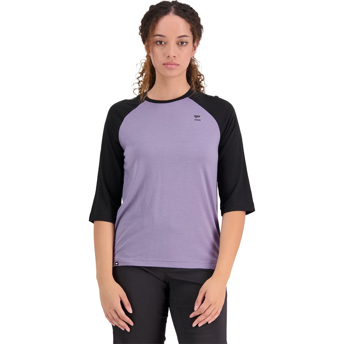 Image of Mons Royale Tarn Merino Shift Raglan 3/4 Sleeve - Women's Thistle/Black, S