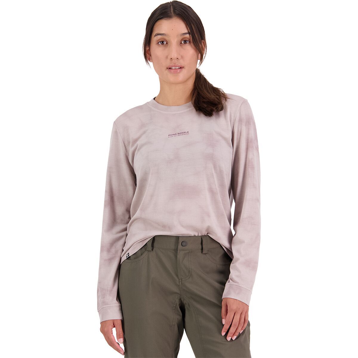 Mons Royale Icon Relaxed Long-Sleeve Garment Dyed Top - Women's Cloud Tie Dye, XL