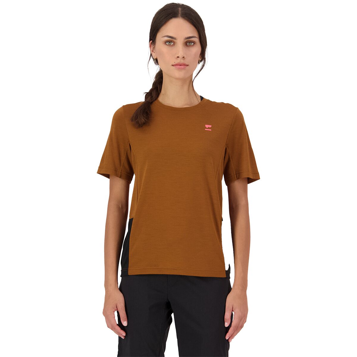 Image of Mons Royale Tarn Merino Shift Short-Sleeve Shirt - Women's Caramel/Black, XS