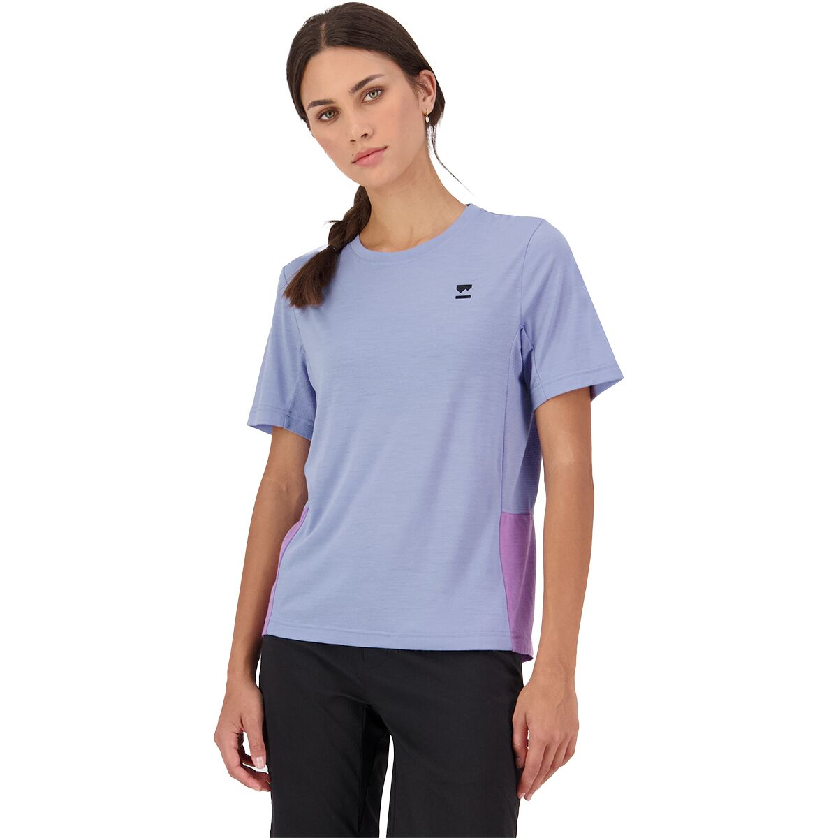 Image of Mons Royale Tarn Merino Shift Short-Sleeve Shirt - Women's Skyline/Bloom, S