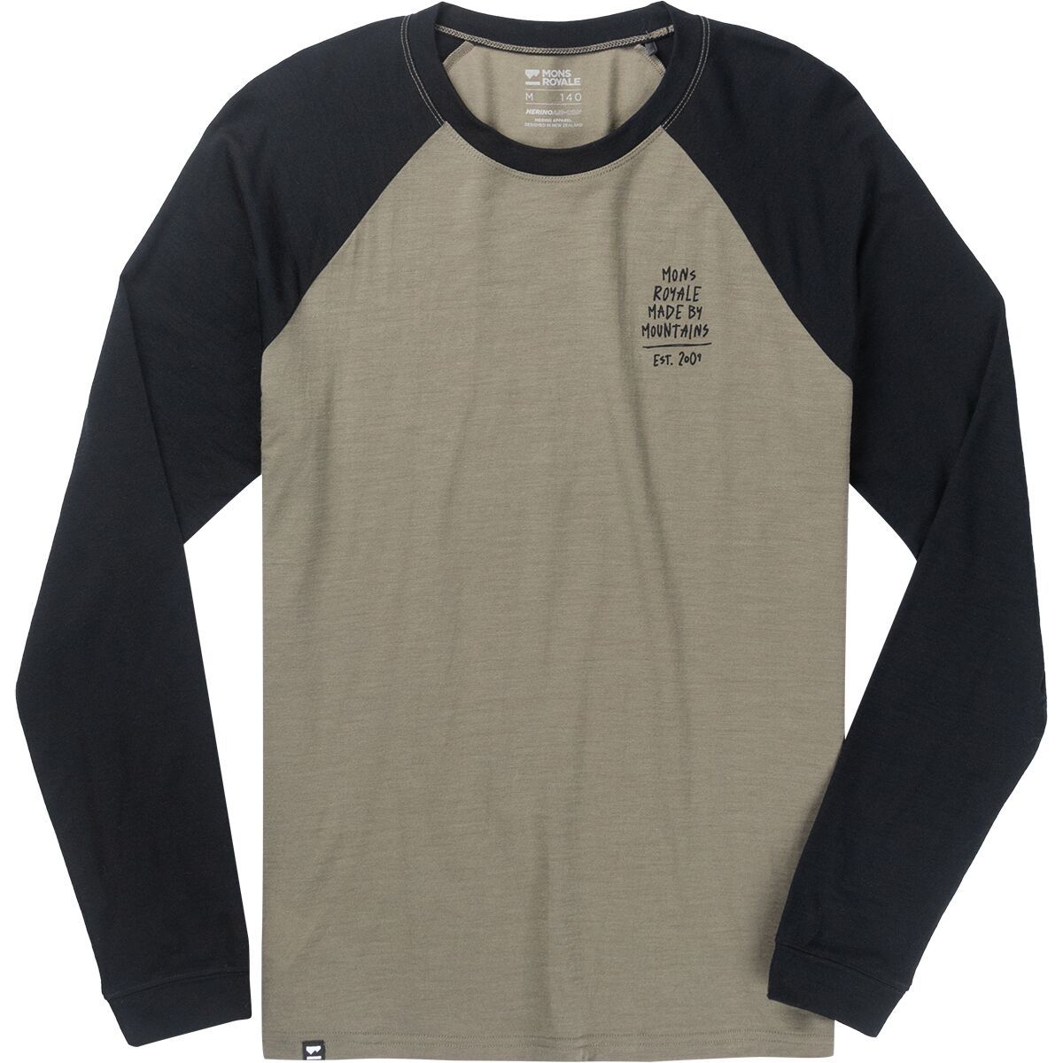 Mons Royale Icon Raglan Top - Men's Walnut/Black, XL