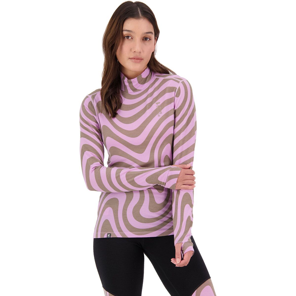 Mons Royale Cascade Merino Flex 200 Mock-Neck Top - Women's Blazing Trails, XS