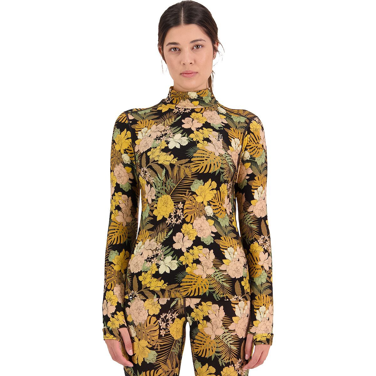 Mons Royale Cascade Merino Flex 200 Mock-Neck Top - Women's Floral Camo, XS