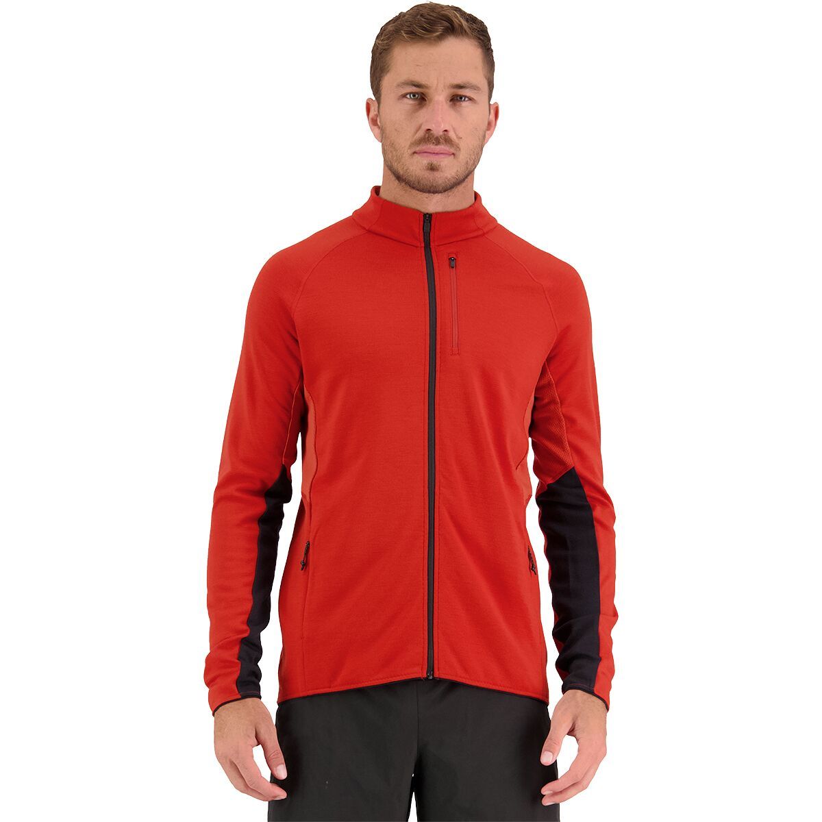 Mons Royale Approach Merino Gridlock Fleece Jacket - Men's Retro Red, XL