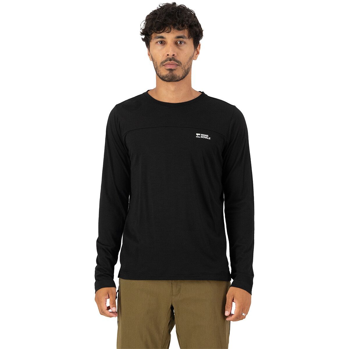 Image of Mons Royale Diversion Merino Long-Sleeve Bike Jersey - Men's Black, M