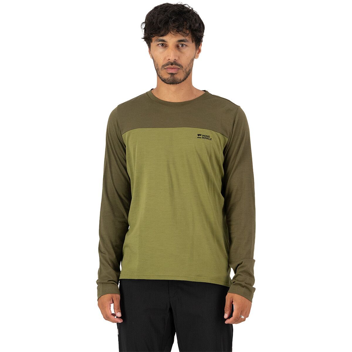 Image of Mons Royale Diversion Merino Long-Sleeve Bike Jersey - Men's Fern/Olive, M