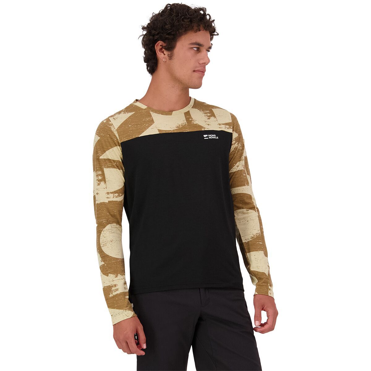 Image of Mons Royale Diversion Merino Long-Sleeve Bike Jersey - Men's MR Grunge/Black, M