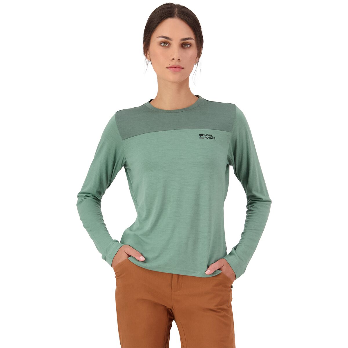 Image of Mons Royale Diversion Merino Long-Sleeve Bike Jersey - Women's Thyme/Cypress, L