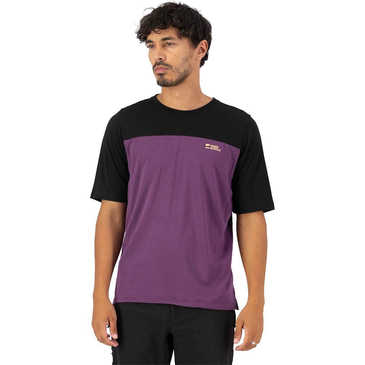Image of Mons Royale Diversion Merino Short-Sleeve Bike Jersey - Men's Boysenberry/Black, S