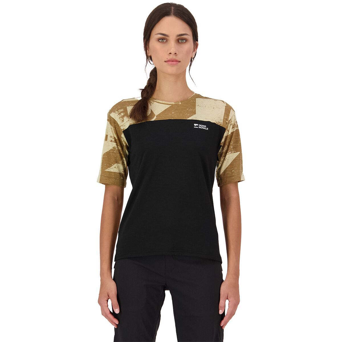 Image of Mons Royale Diversion Merino Short-Sleeve Bike Jersey - Women's MR Grunge/Black, S