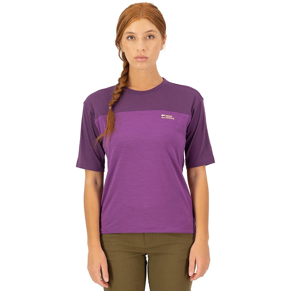 Mons Royale Diversion Merino Short-Sleeve Bike Jersey - Women's Ultraviolet/Boysenberry, L