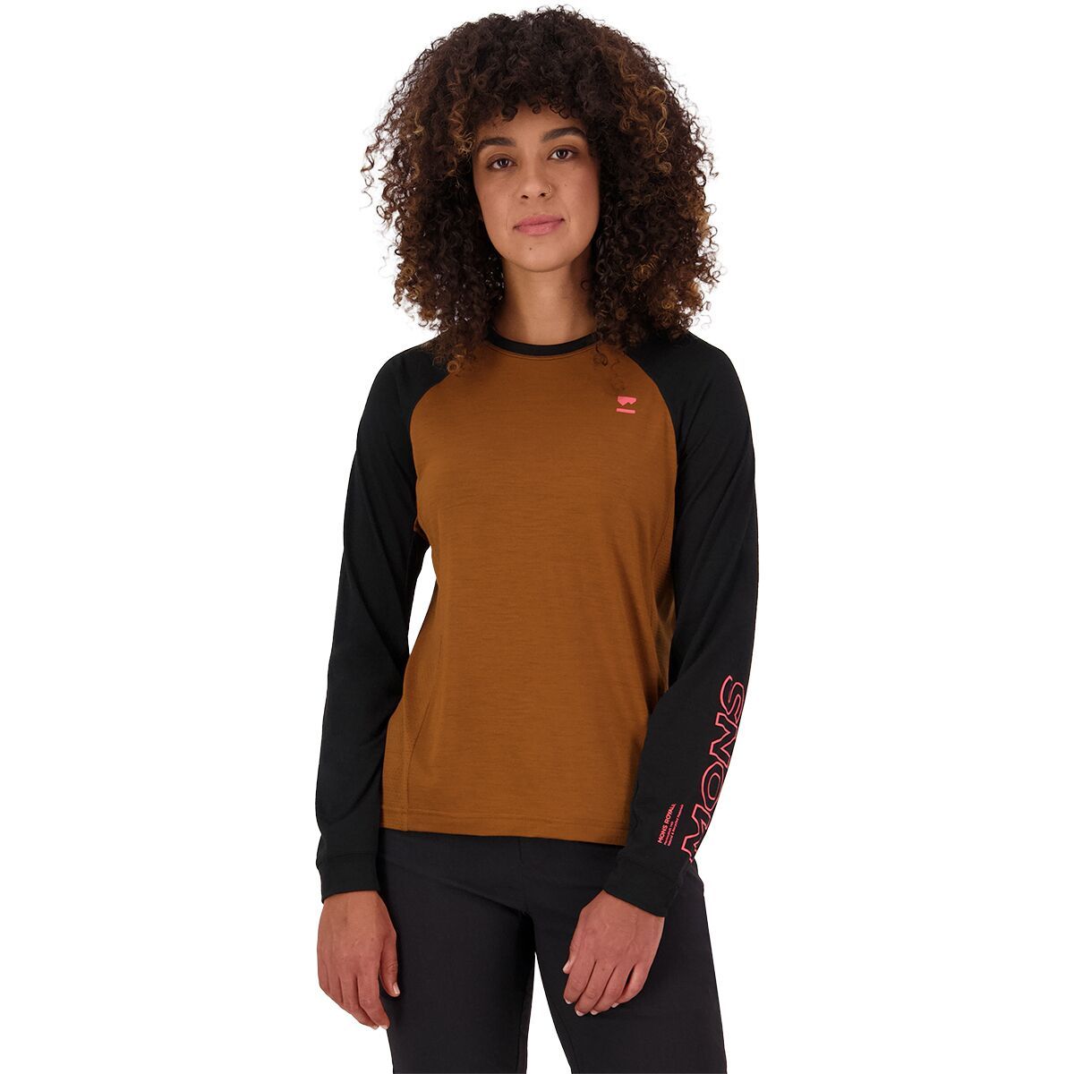 Image of Mons Royale Tarn Merino Long-Sleeve Bike Jersey - Women's Caramel/Black, S