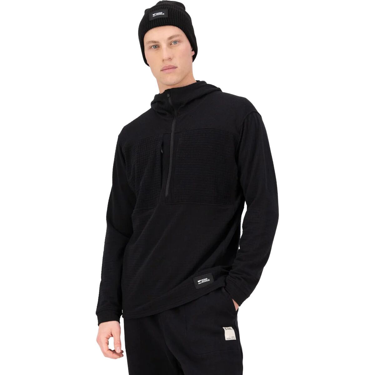 Image of Mons Royale Offgrid Merino Fleece 1/2-Zip Long-Sleeve Top - Men's Black, S