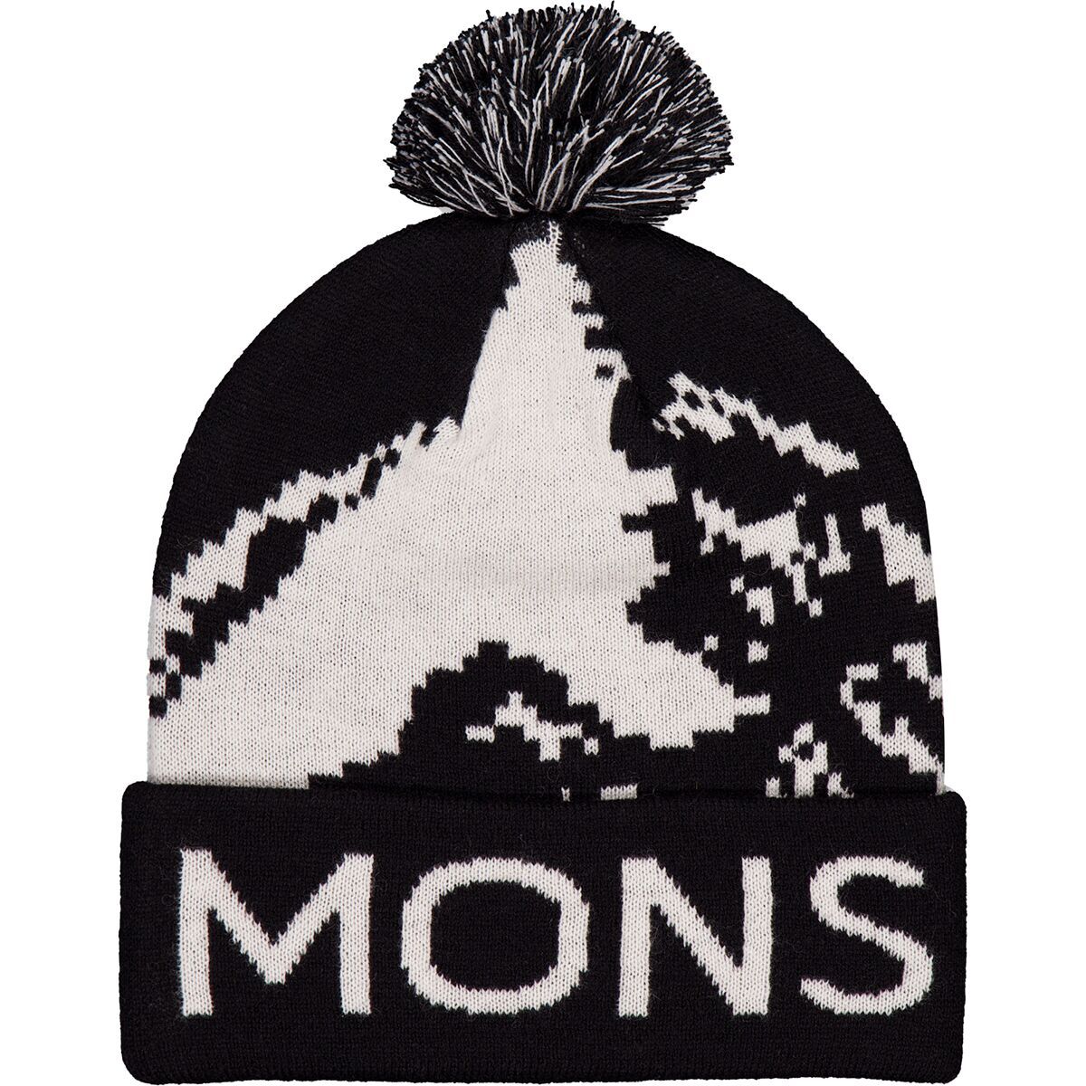 Mons Royale Mtn Pixel Merino Pom Pom Beanie Black/White
