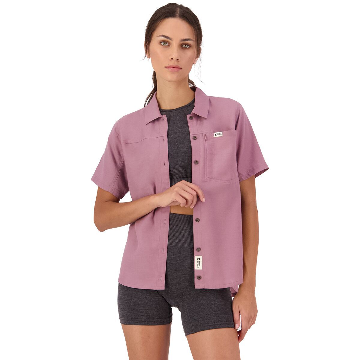 Image of Mons Royale AT Merino Short-Sleeve Shirt - Women's Sierra Pink, XS