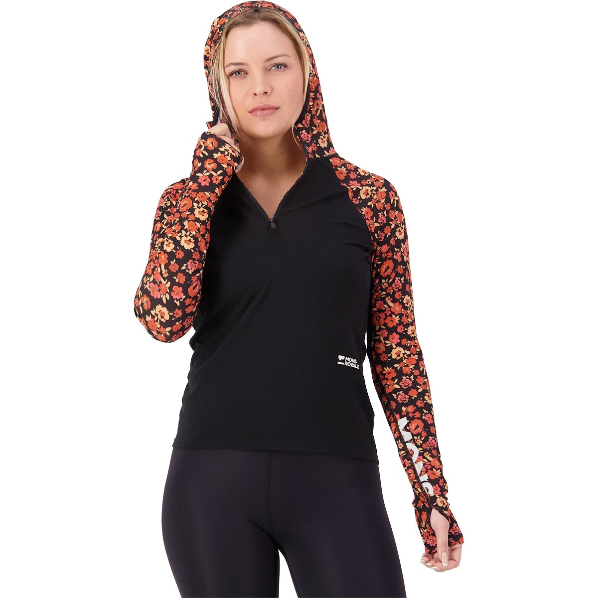 Mons Royale Bella Merino Long-Sleeve Hooded Top - Women's Deep Jade/Dark Cypress, XL