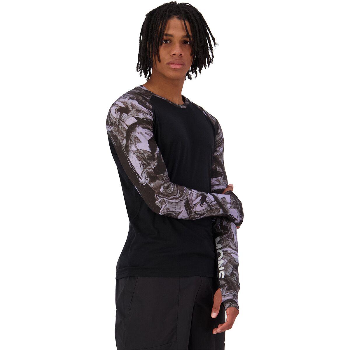 Image of Mons Royale Temple Merino Long-Sleeve Shirt - Men's Rock Camo/Black, M