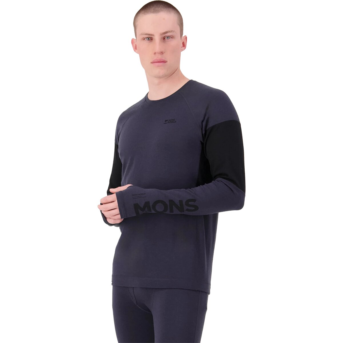 Mons Royale Olympus Merino Long-Sleeve Base Layer - Men's 9 Iron/Black, L