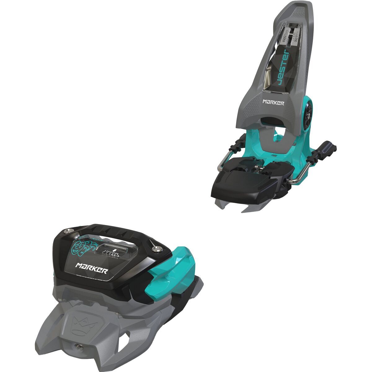 Image of Marker Jester 16 ID Ski Binding - 2026 Gray/Turquoise, 110mm