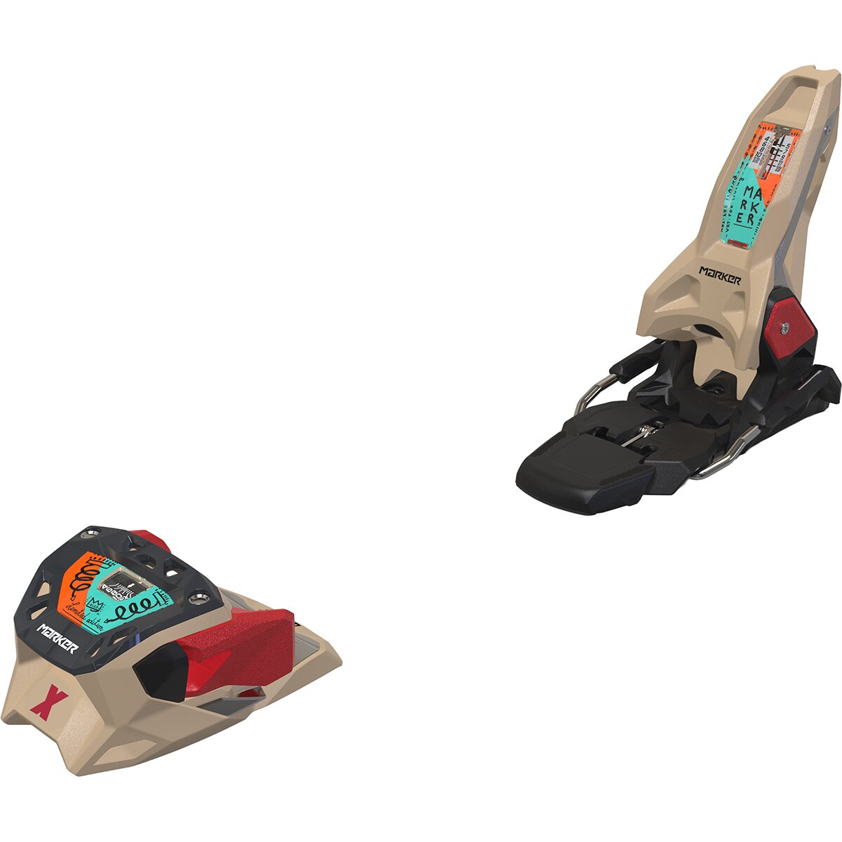Image of Marker Griffon 13 X Ski Binding - 2027 Beige/Red, 90mm
