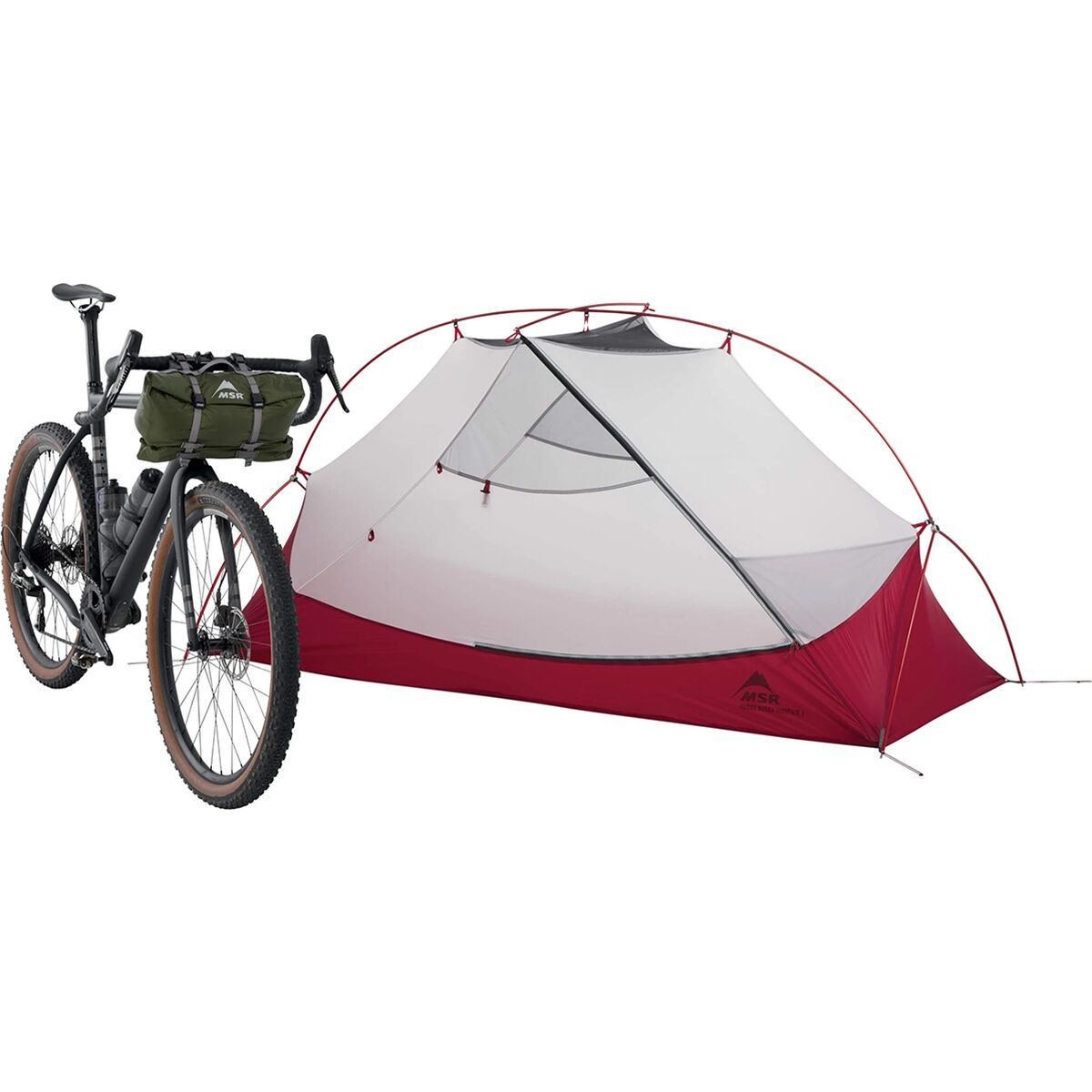 Image of MSR Hubba Hubba Bikepack Tent: 1-Person 3 Season Green, One Size