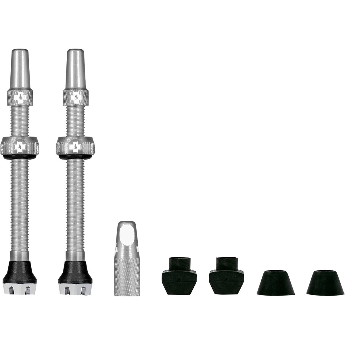 Image of Muc-Off V2 Tubeless Valve Kit Silver, 60mm, Pair