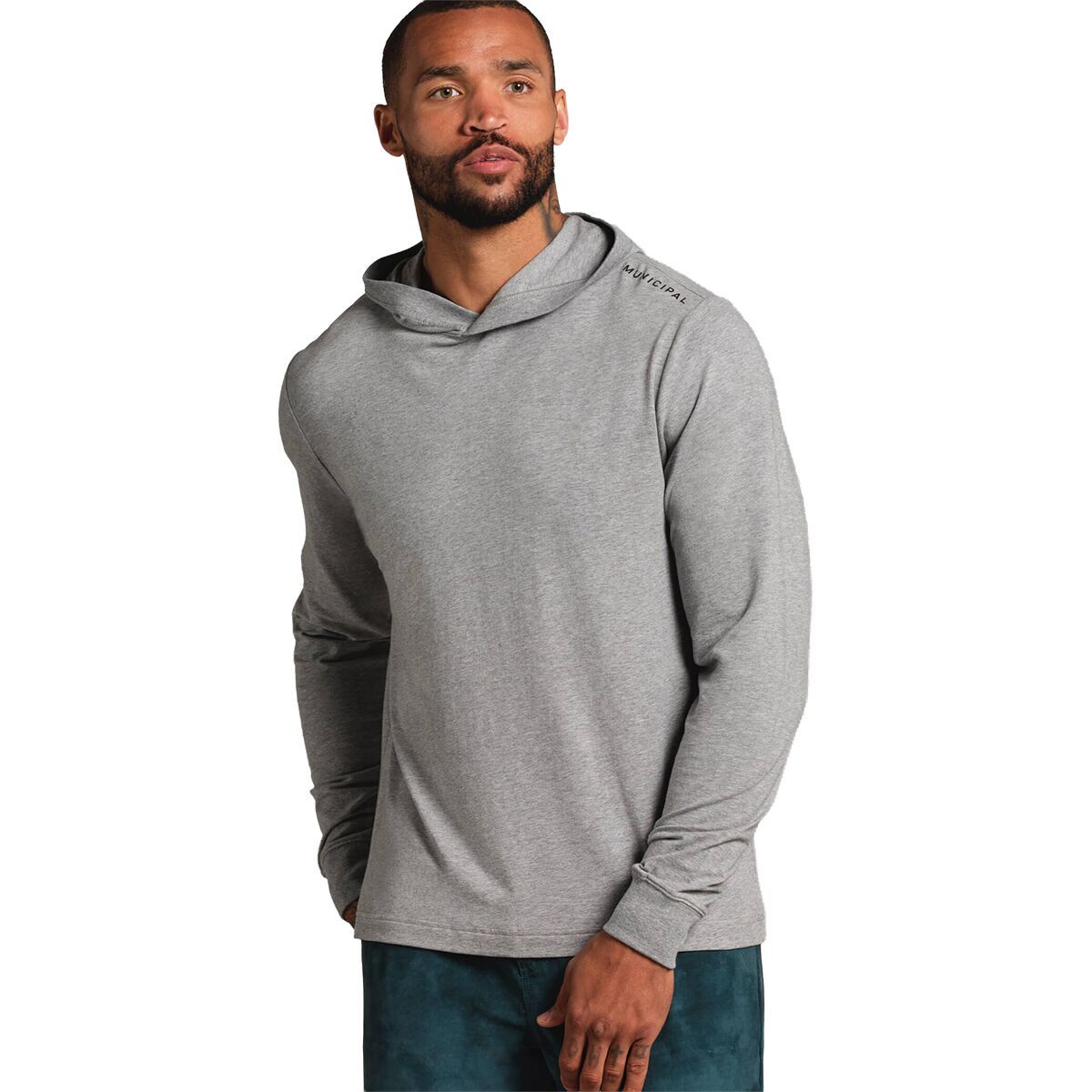 Image of Municipal Enduro Stretch Long-Sleeve Hooded Shirt - Men's Athletic Gray, M
