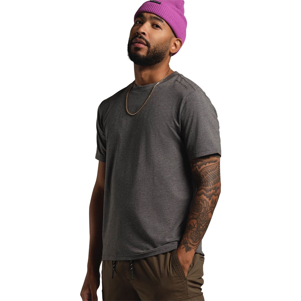 Image of Municipal Enduro Stretch T-Shirt - Men's Charcoal Heather/Black, L