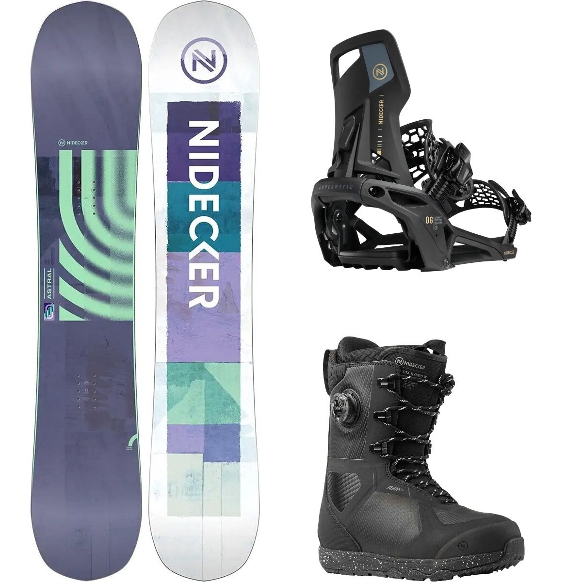 Image of Nidecker Astral Snowboard + OG Supermatic Binding + Kita Hybrid Boot One Color/Black/Black, 147cm/L/8.0