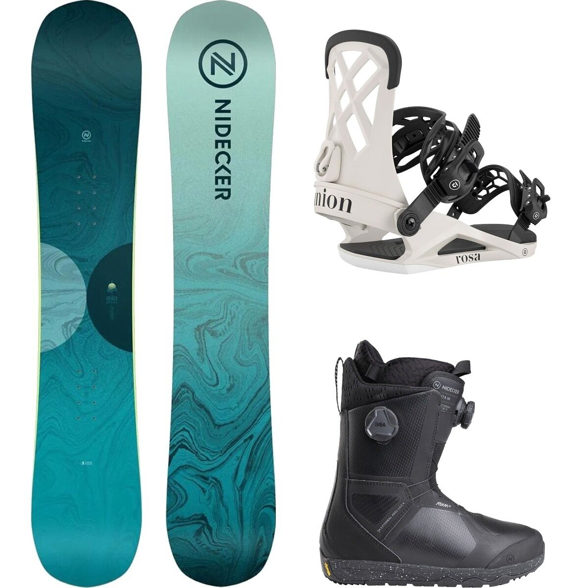 Image of Nidecker Elle Snowboard + Union Rosa Binding + Kita Boot - Women's One Color/Bone/Black, 147cm/S/5.5