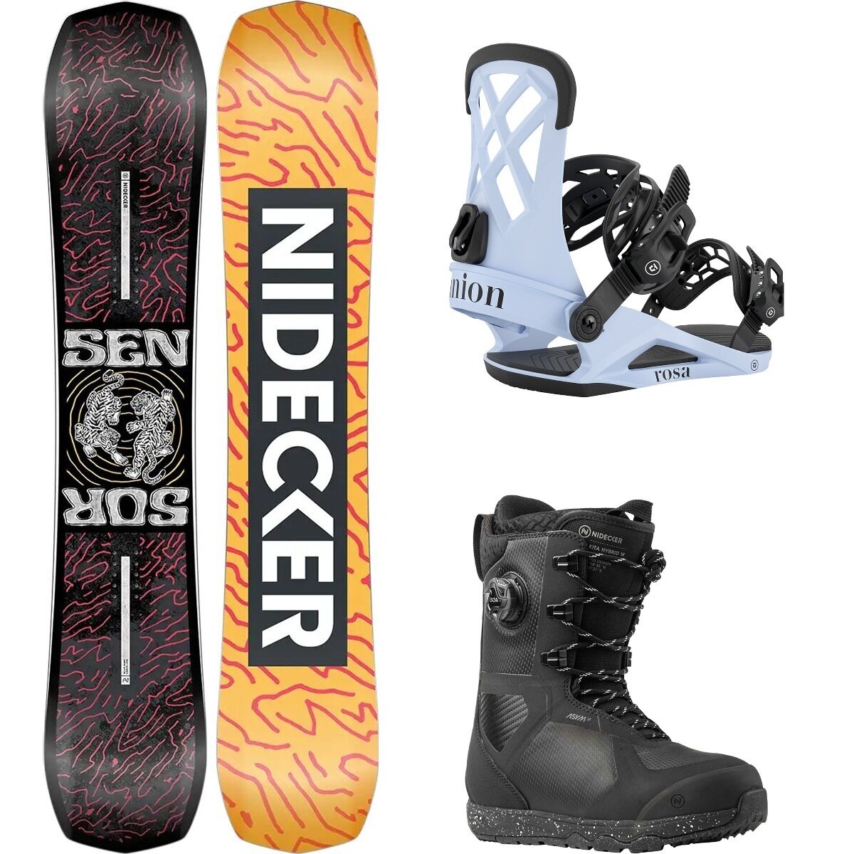 Image of Nidecker Sensor Snowboard + Rosa Binding + Kita Hybrid Boot - Women's One Color/Light Blue/Black, 143cm/M/7.0
