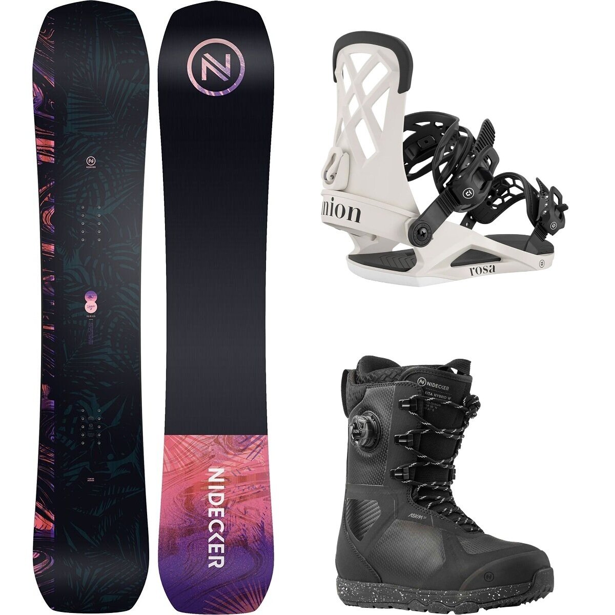 Image of Nidecker Venus Plus Snowboard + Rosa Binding + Kita Hybrid Boot One Color/Bone/Black, 139mm/S/6.0
