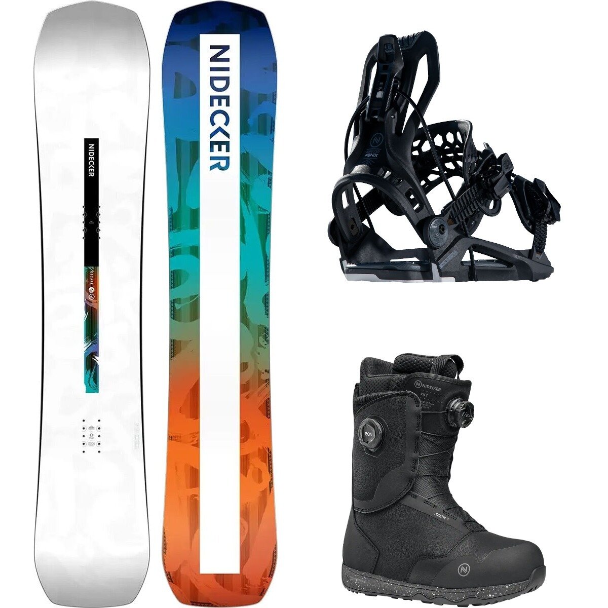 Image of Nidecker Escape w/ Rift Boa + Flow Fenix Snowboard Package OneCol,Black,Black, 152cm,L,9.5