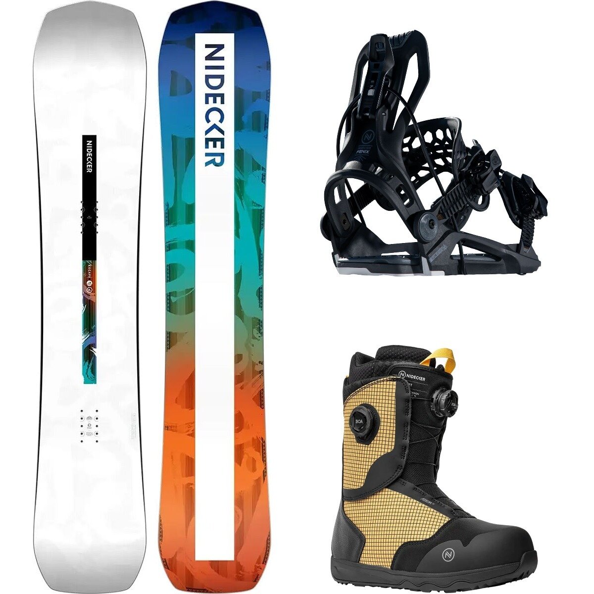 Image of Nidecker Escape w/ Rift Boa + Flow Fenix Snowboard Package OneCol,Black,Yellow/Black, 165cm wide,M,7