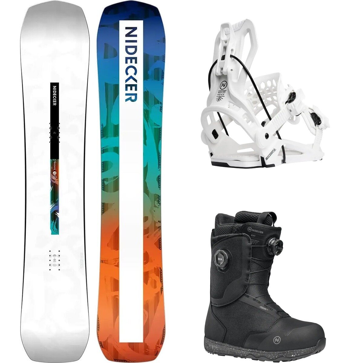 Image of Nidecker Escape w/ Rift Boa + Flow Fenix Snowboard Package OneCol,White,Black, 159cm,L,9.5