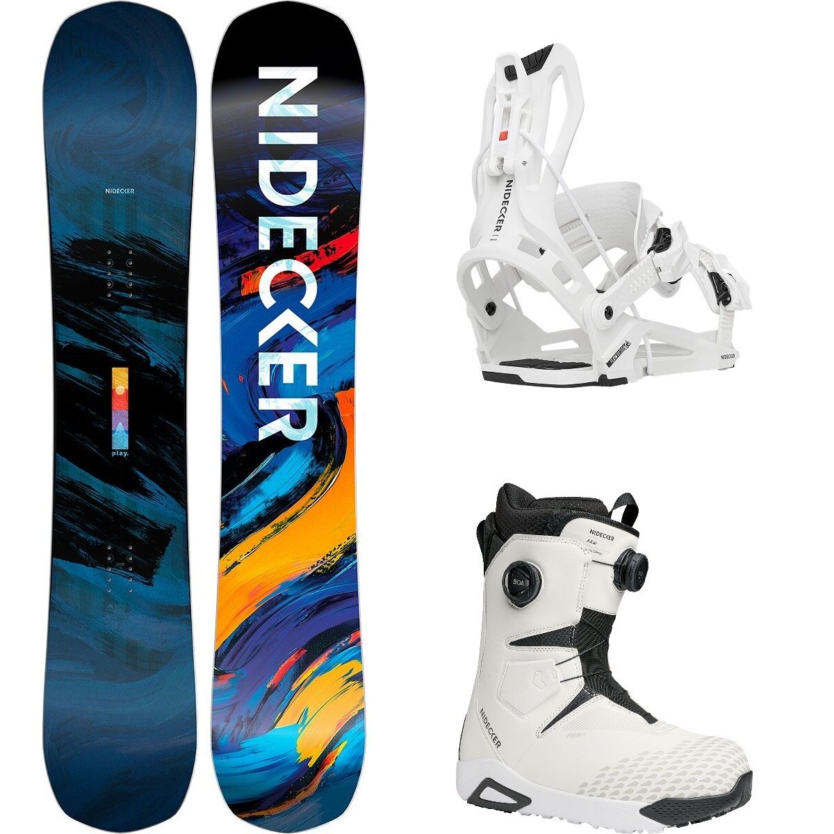 Image of Nidecker Play w/ Altai Boa + Flow Nexus Snowboard Package OneCol,White,White, 156cm,L,10.5