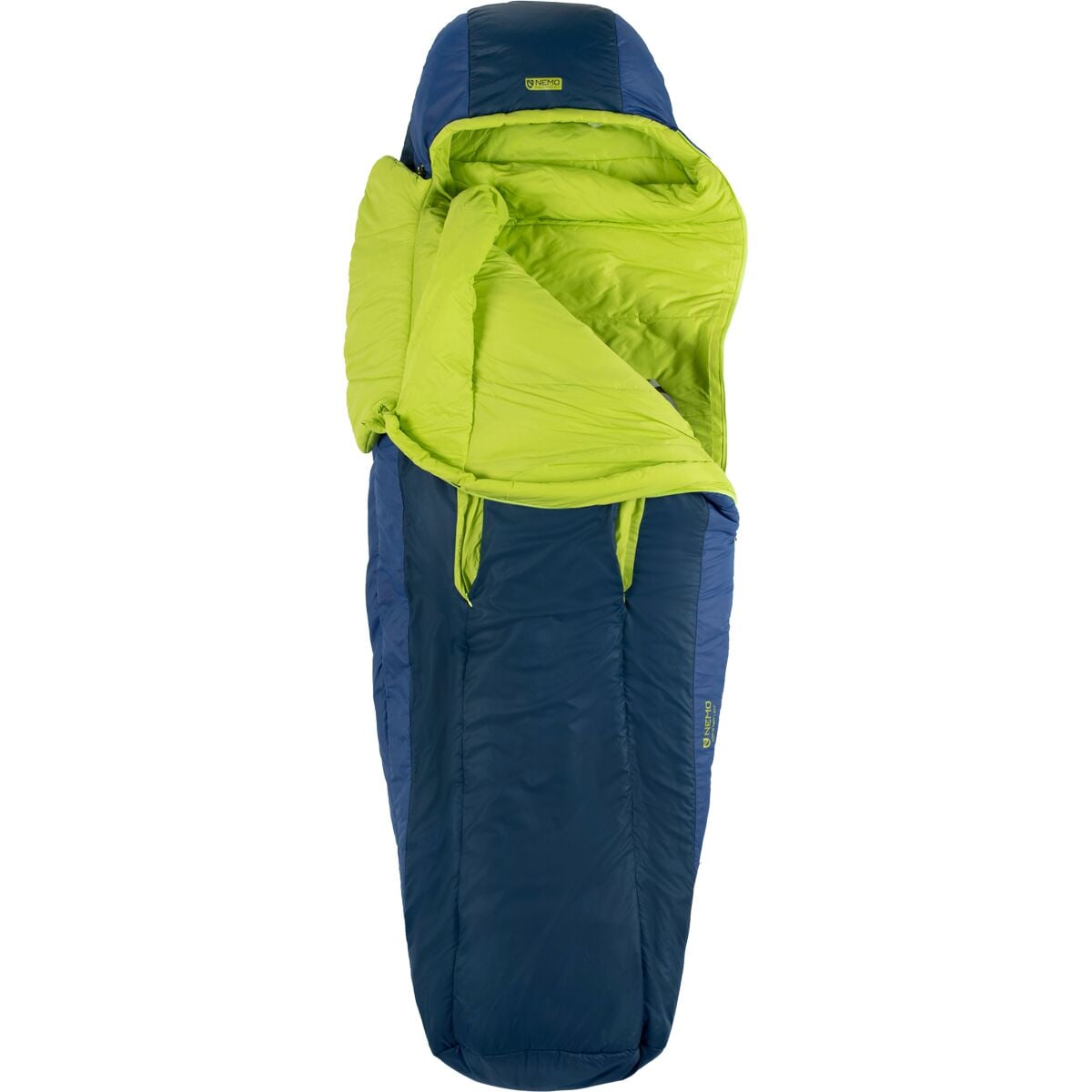 Image of NEMO Equipment Inc. Forte Endless Promise Sleeping Bag: 20F Synthetic Abyss/Green Sheen, Long