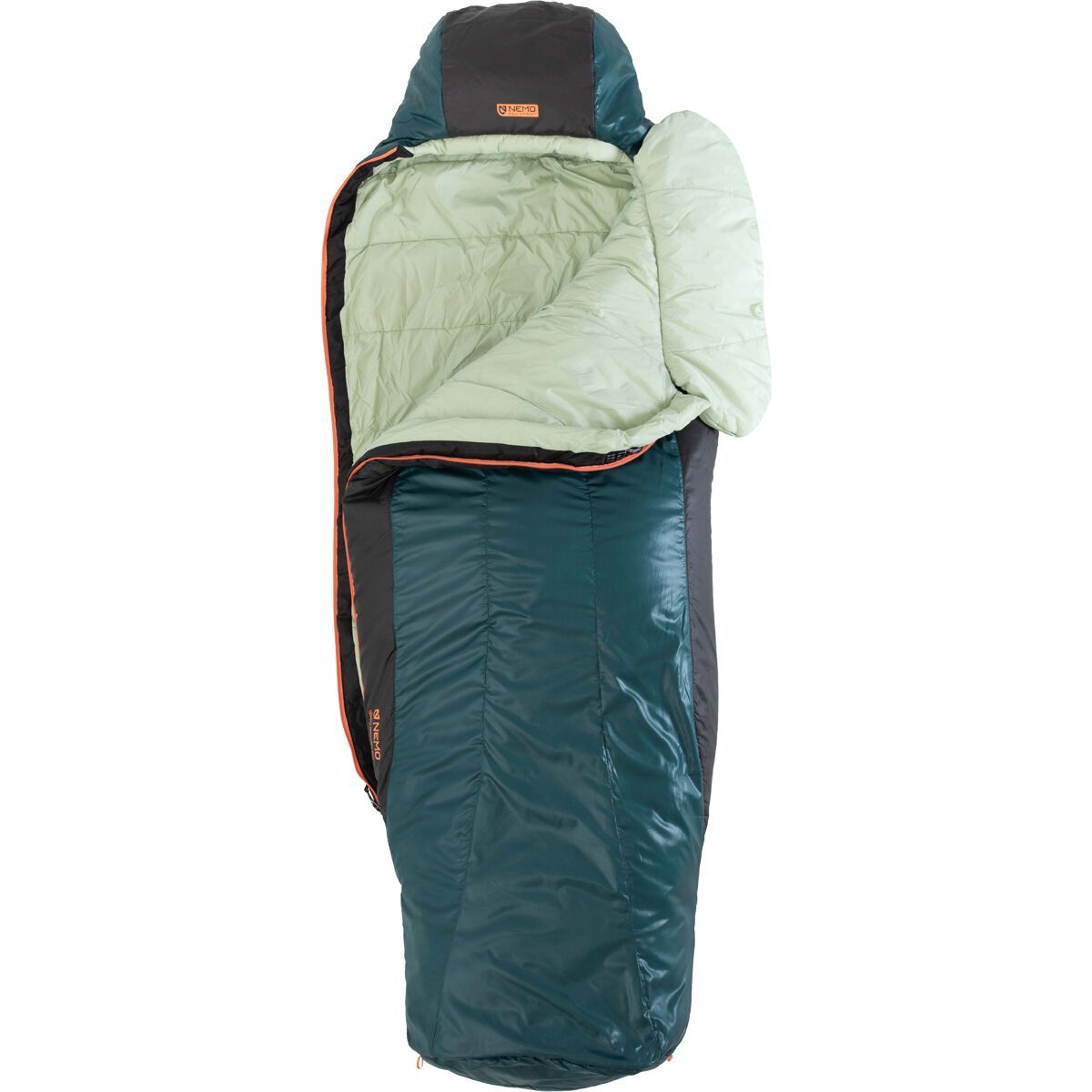 Image of NEMO Equipment Inc. Tempo 20 Sleeping Bag: 20F Synthetic - Women's Lagoon/Celadon Green, Long