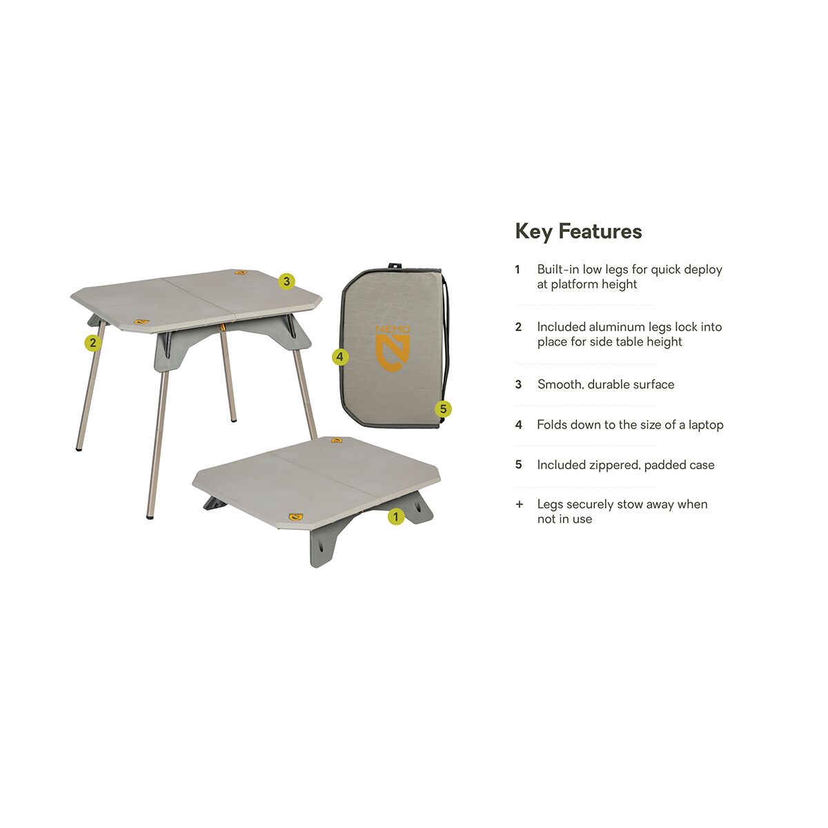 NEMO Equipment Inc. Moonlander Dual Height Table - Hike & Camp