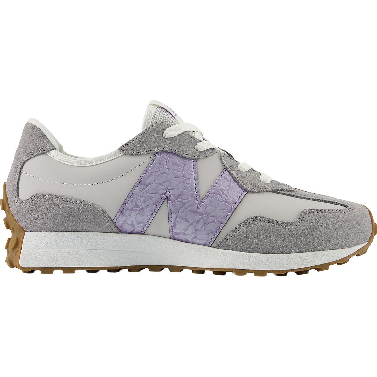 Image of New Balance 327 Shoe - Kids' Grey Matter/Candied Violet, 4.0
