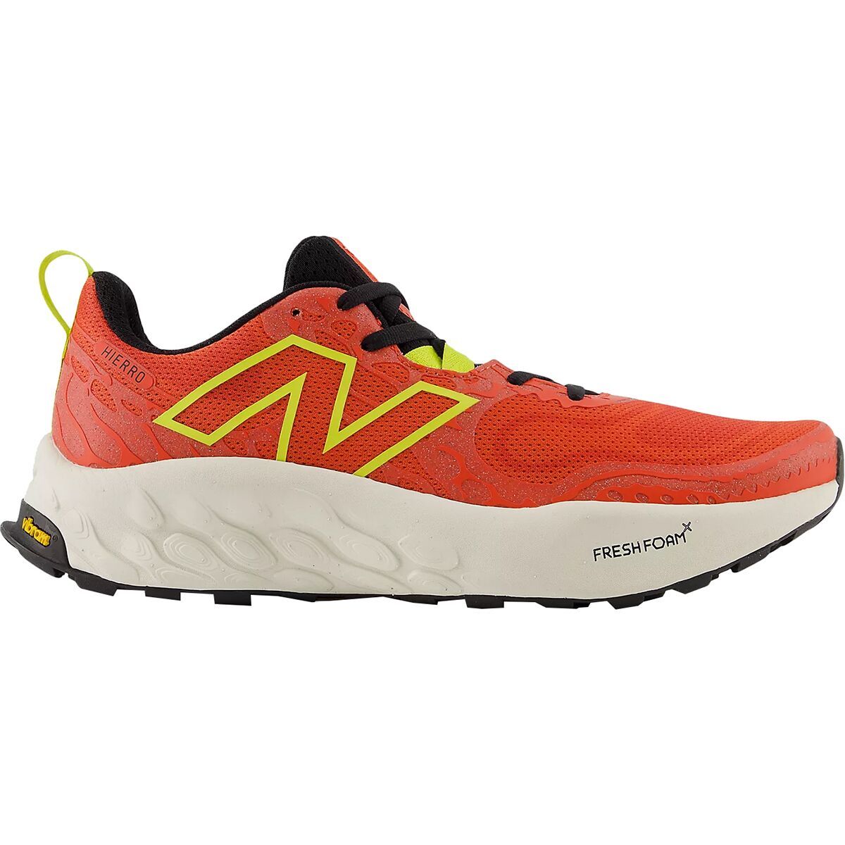 Image of New Balance Fresh Foam X Hierro V8 Trail Running Shoe - Men's Neo Flame/Tea Tree/Angora, 8.0